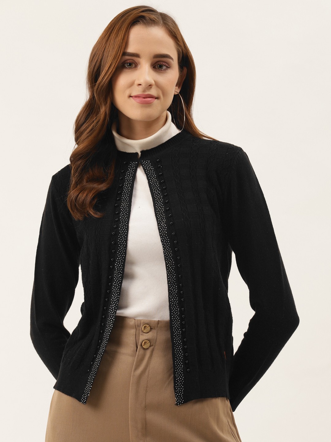 

Duke Women Black Woolen Front-Open