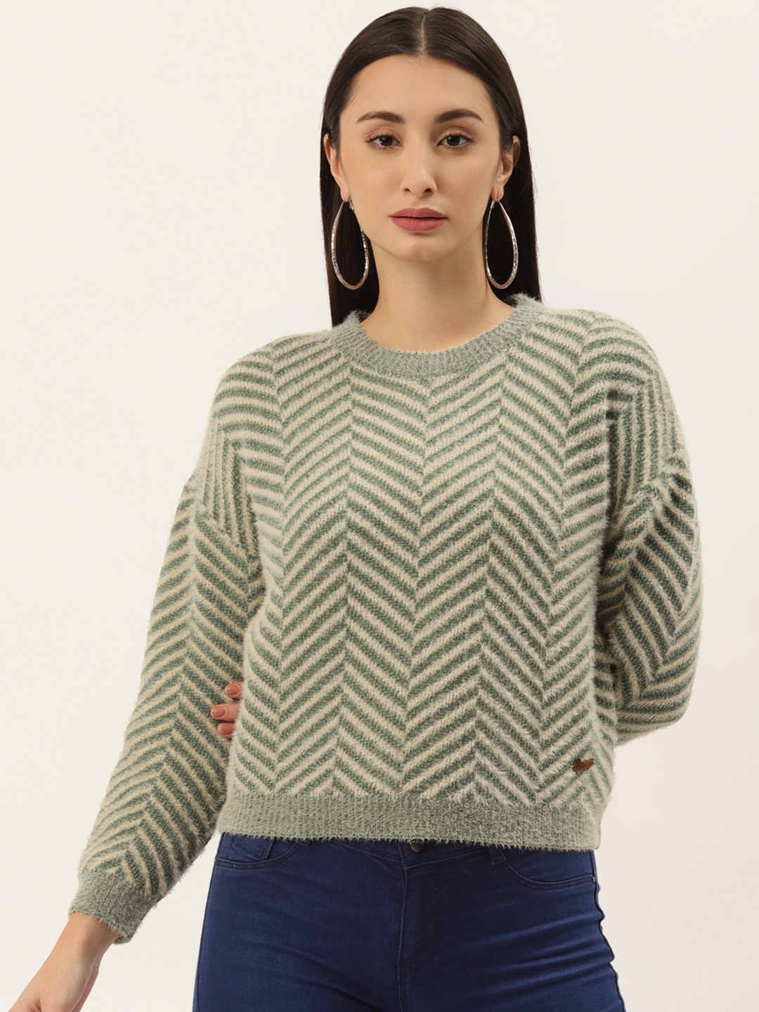 

Duke Women Green Chevron Pullover