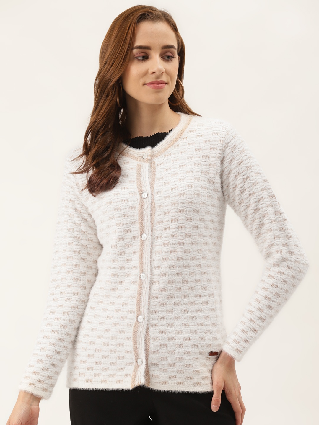 

Duke Women White Woolen Cardigan