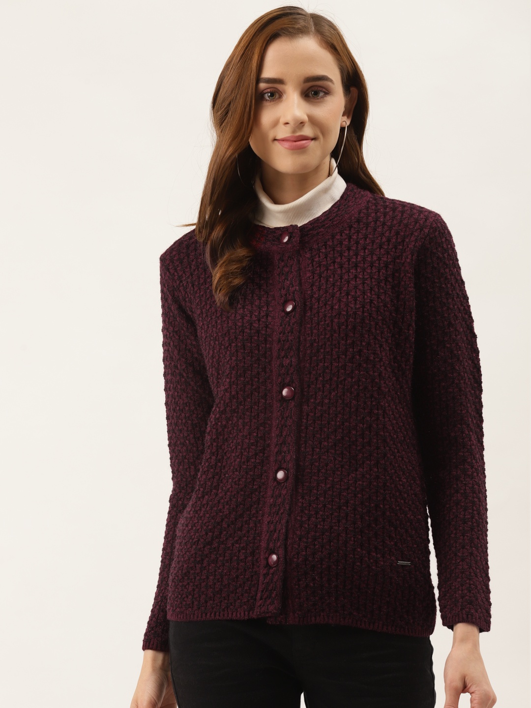 

Duke Women Maroon Woolen Cardigan
