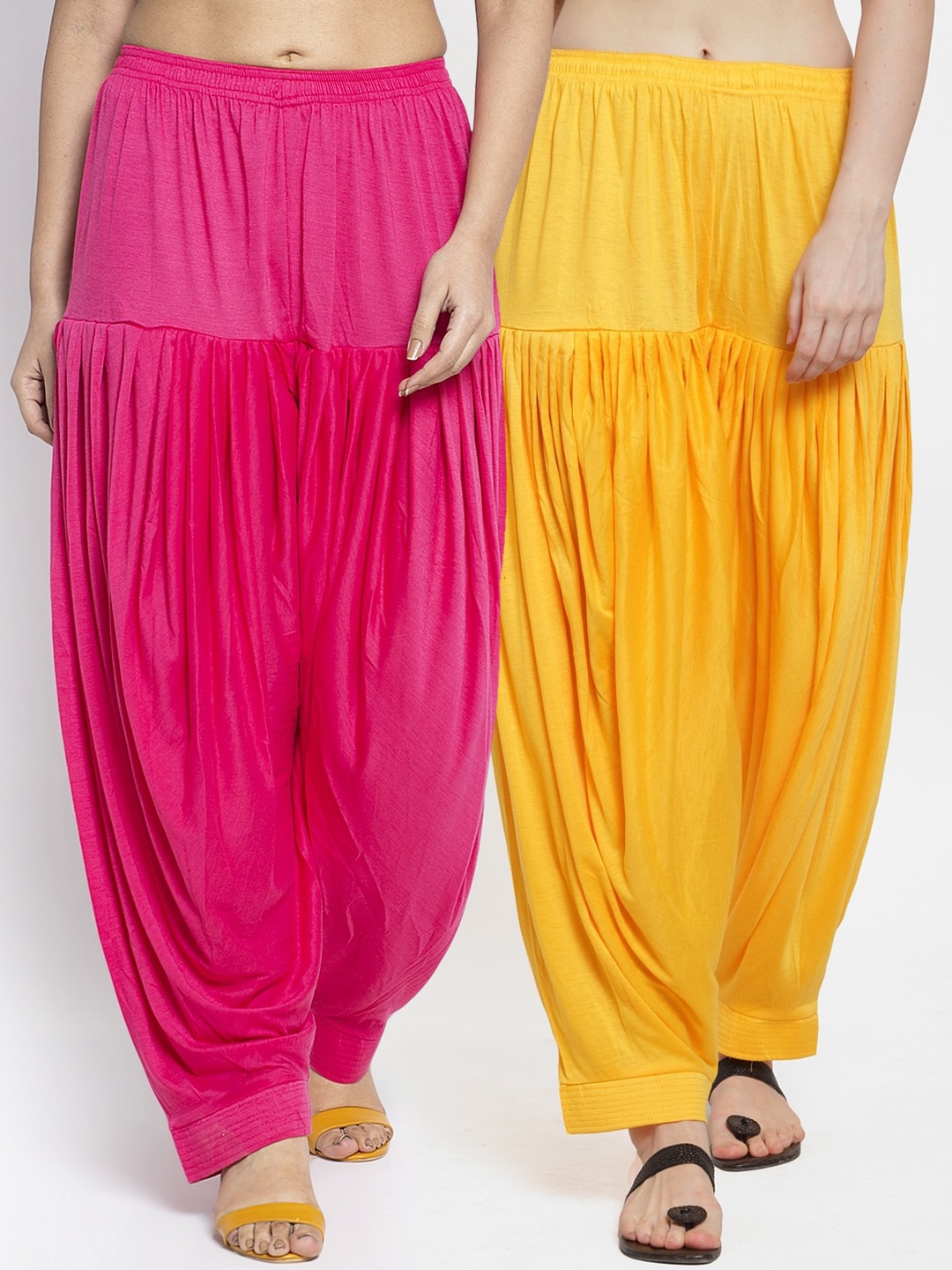 

GRACIT Women Pack Of 2 Pink & Yellow Solid Patiala Salwar
