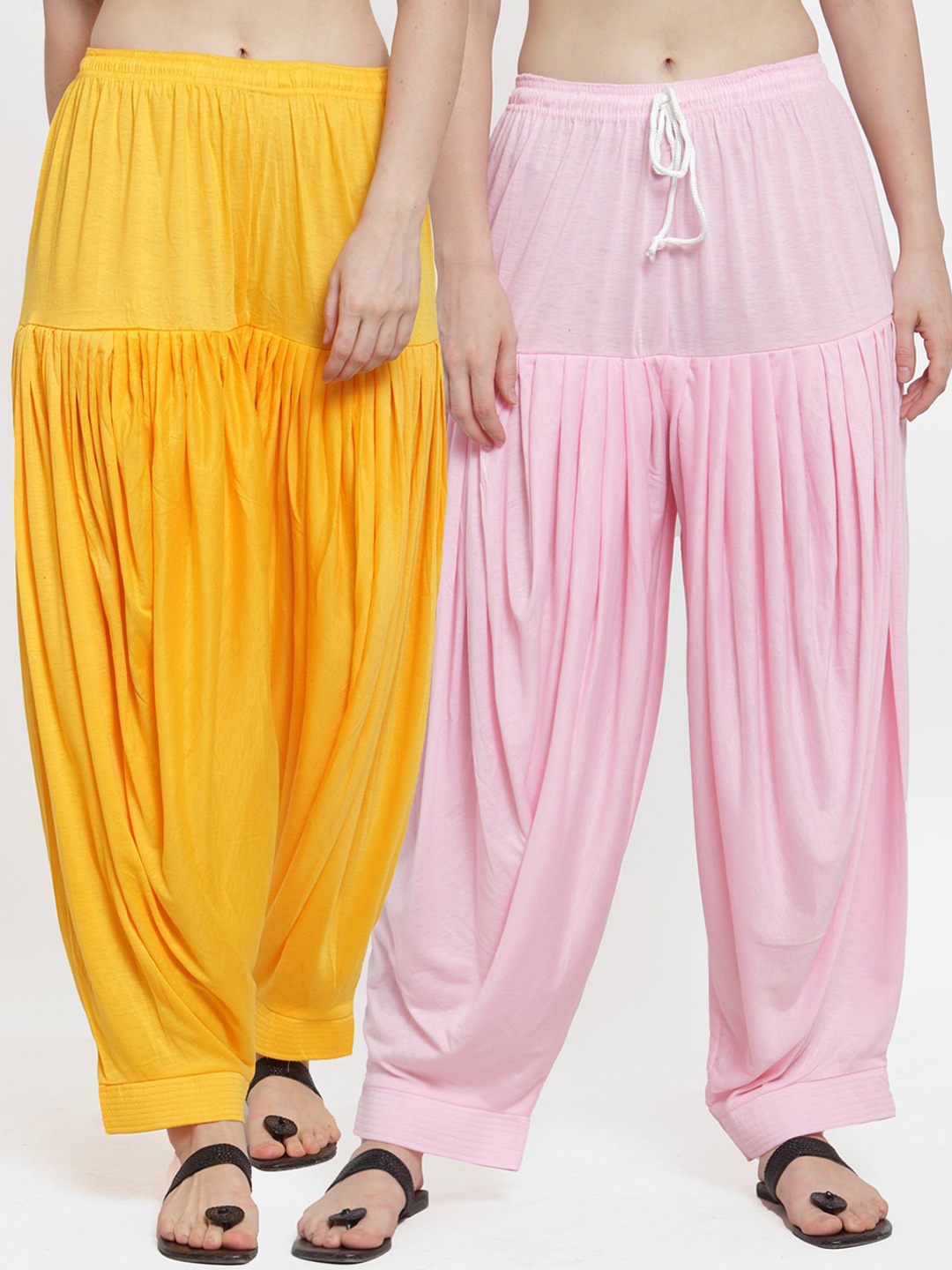 

GRACIT Women Pack Of 2 Pink & Yellow Solid Patiala Salwar