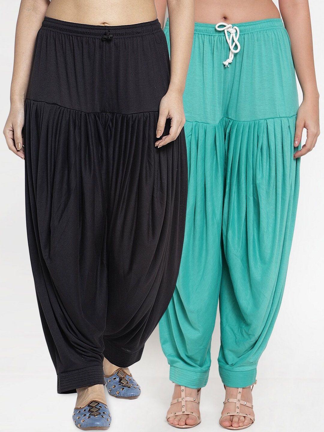 

GRACIT Women Pack Of 2 Blue & Black Solid Patiala Salwar