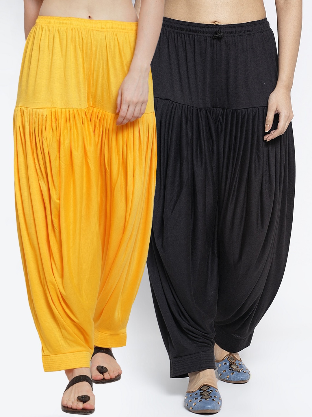 

GRACIT Women Pack Of 2 Yellow & Black Patiala Salwar