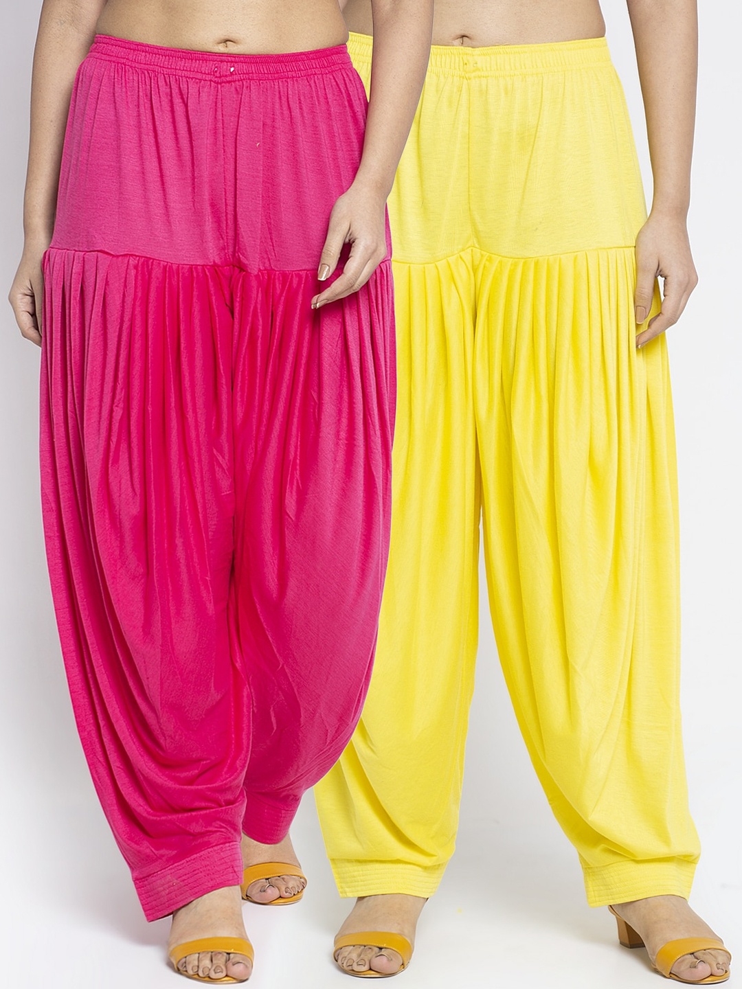 

GRACIT Women Pack Of 2 Yellow & Pink Patiala Salwar