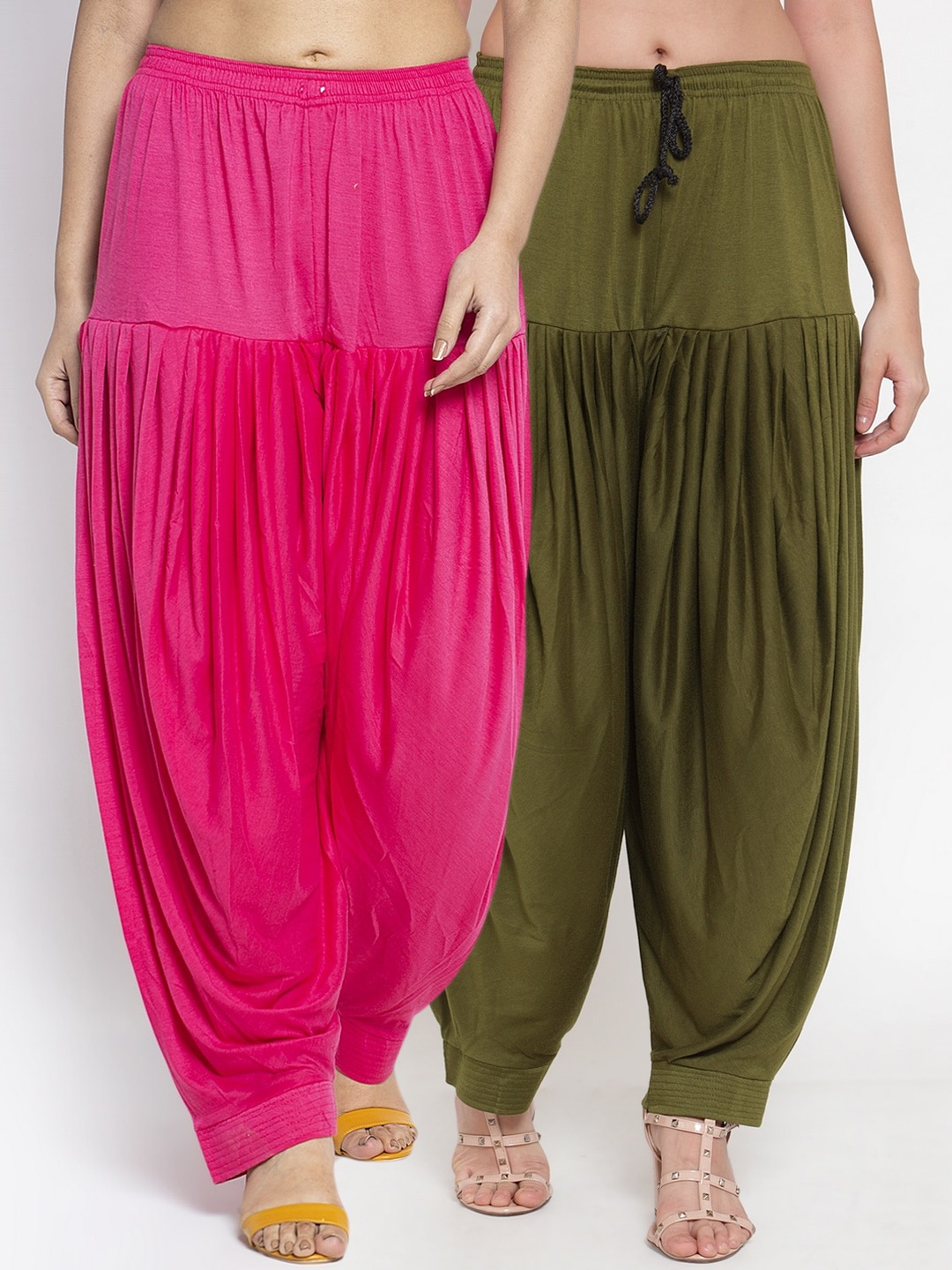 

GRACIT Women Pack Of 2 Green & Pink Patiala Salwar