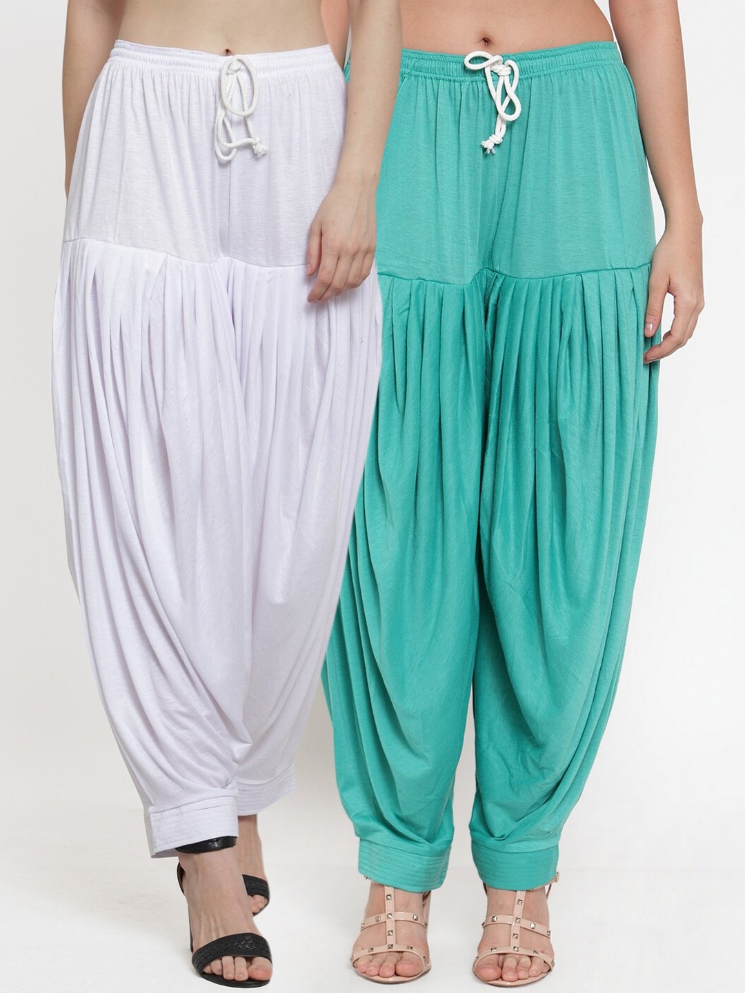 

GRACIT Women Pack Of 2 White & Blue Solid Patiala Salwar