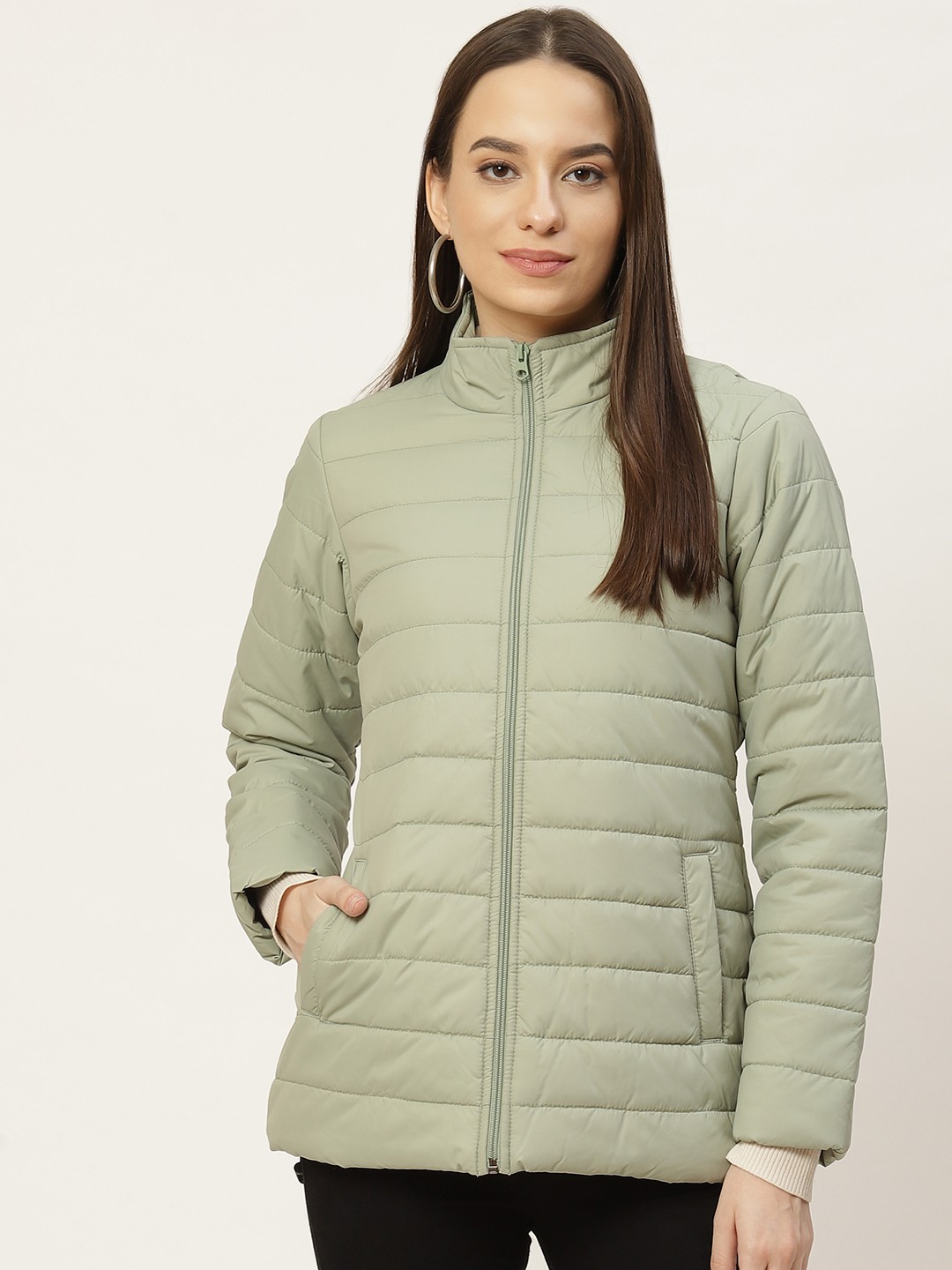 

Duke Women Green Solid Padded Jacket
