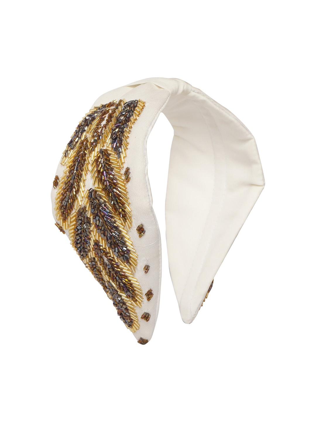 

Bella Moda Women White & Brown Embellished Hairband