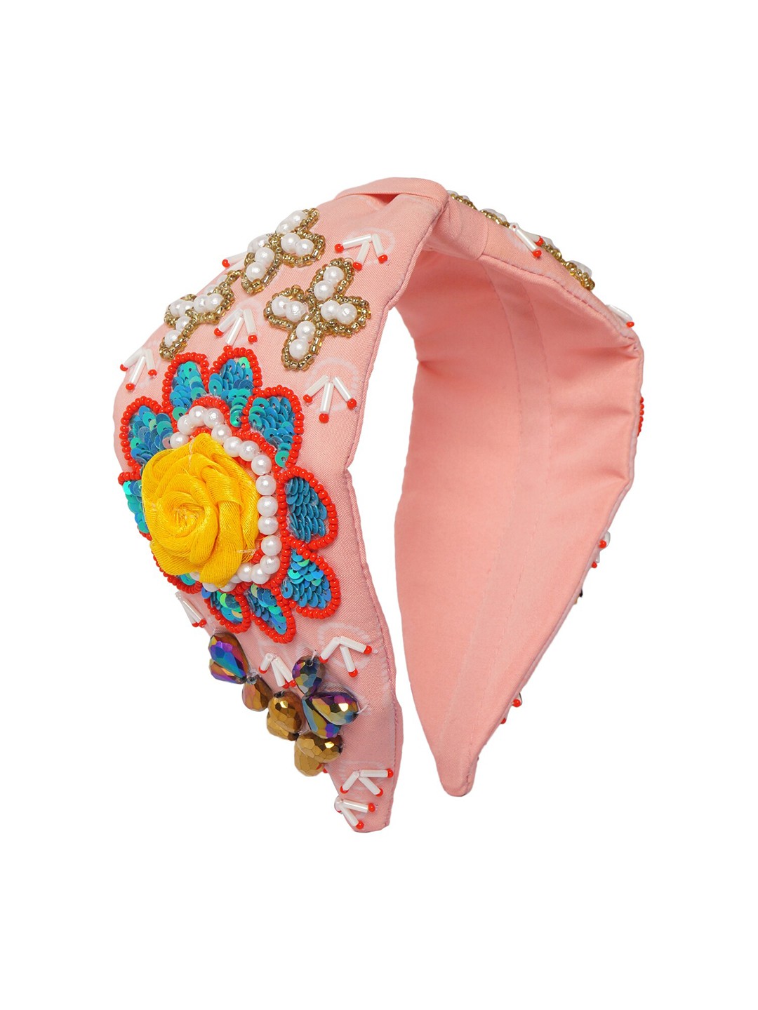 

Bella Moda Women Peach-Coloured & Yellow Embellished Hairband