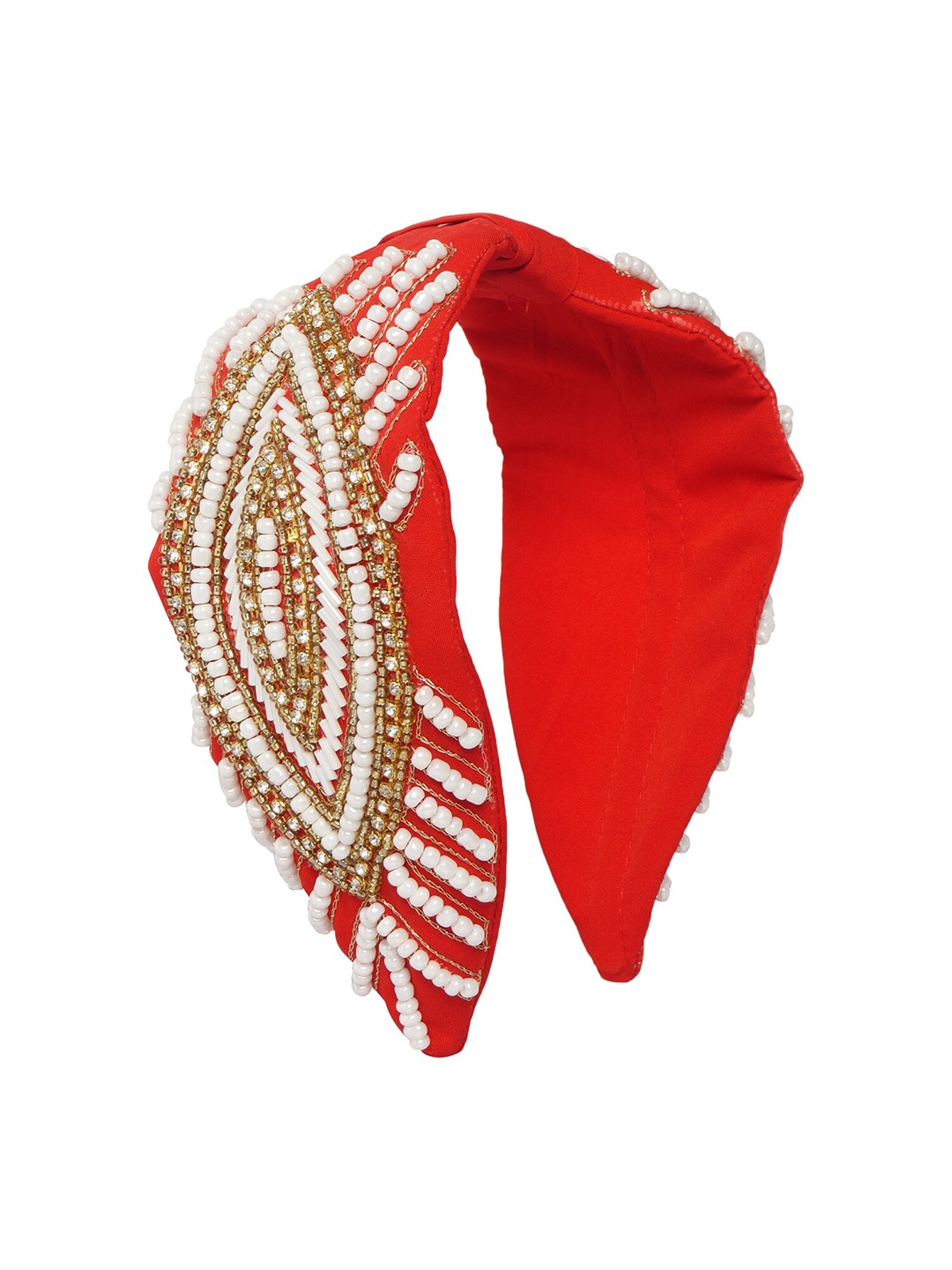 

Bella Moda Women Red & White Embellished Hairband