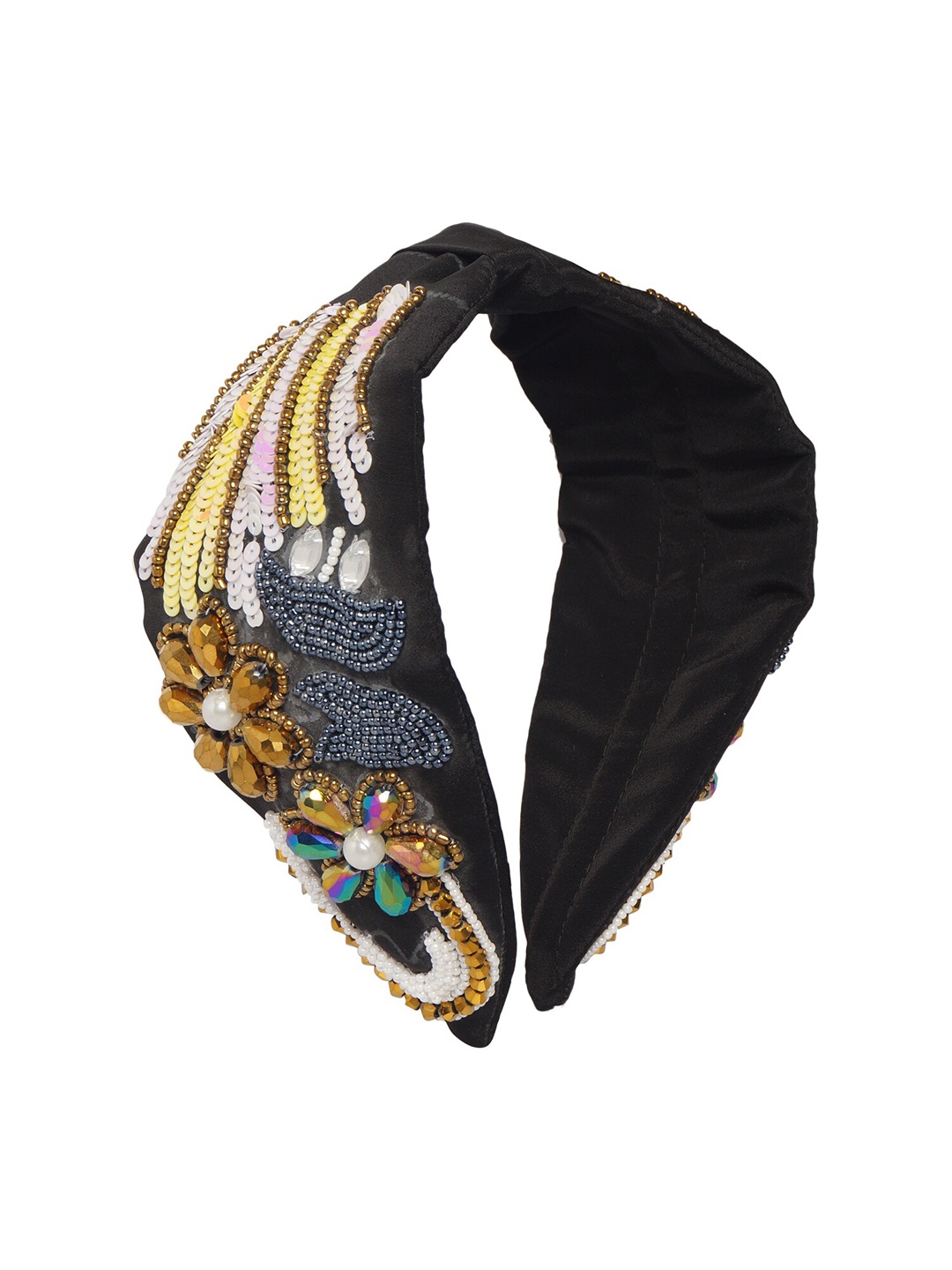 

Bella Moda Women Black & Gold-Toned Embellished Hairband