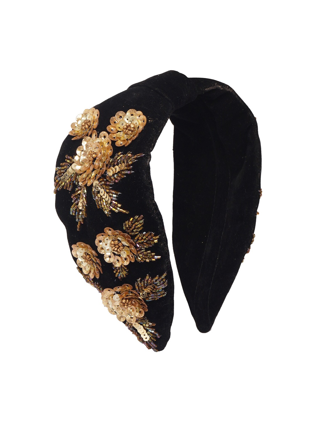 

Bella Moda Women Black & Gold-Toned Embellished Hairband