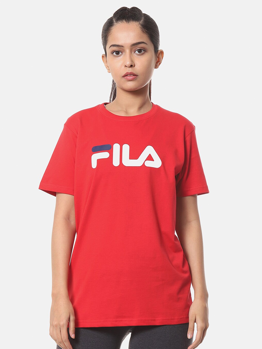 

FILA Women Red Typography Printed T-shirt