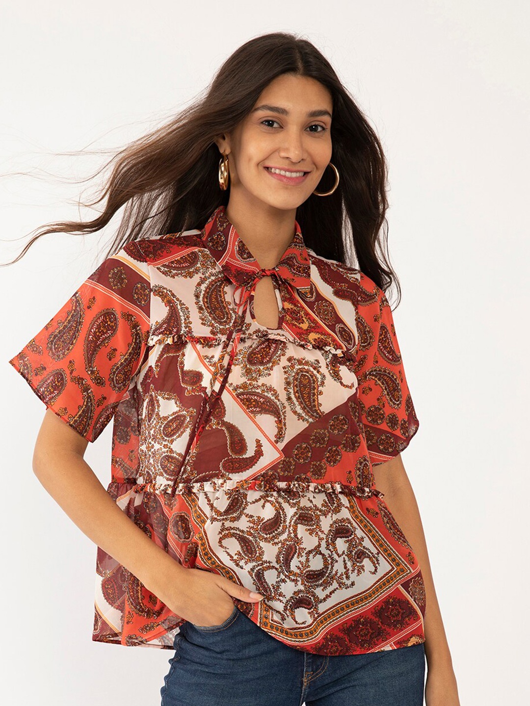 

Zink London Brown A-Line Top