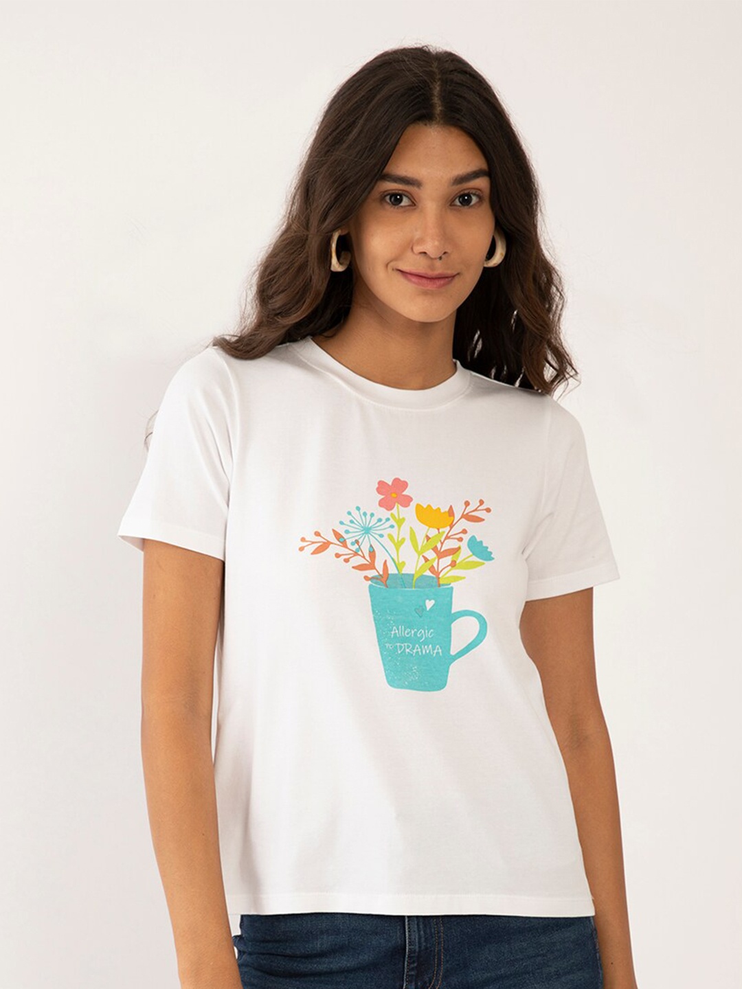 

Zink London Women White Printed T-shirt