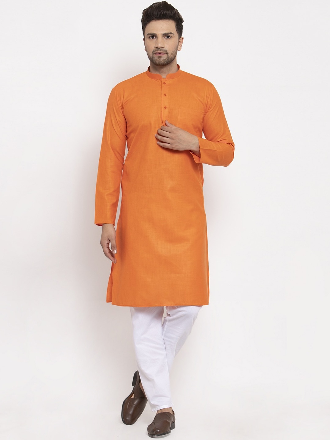 

KRAFT INDIA Men Orange Regular Kurta with Pyjamas
