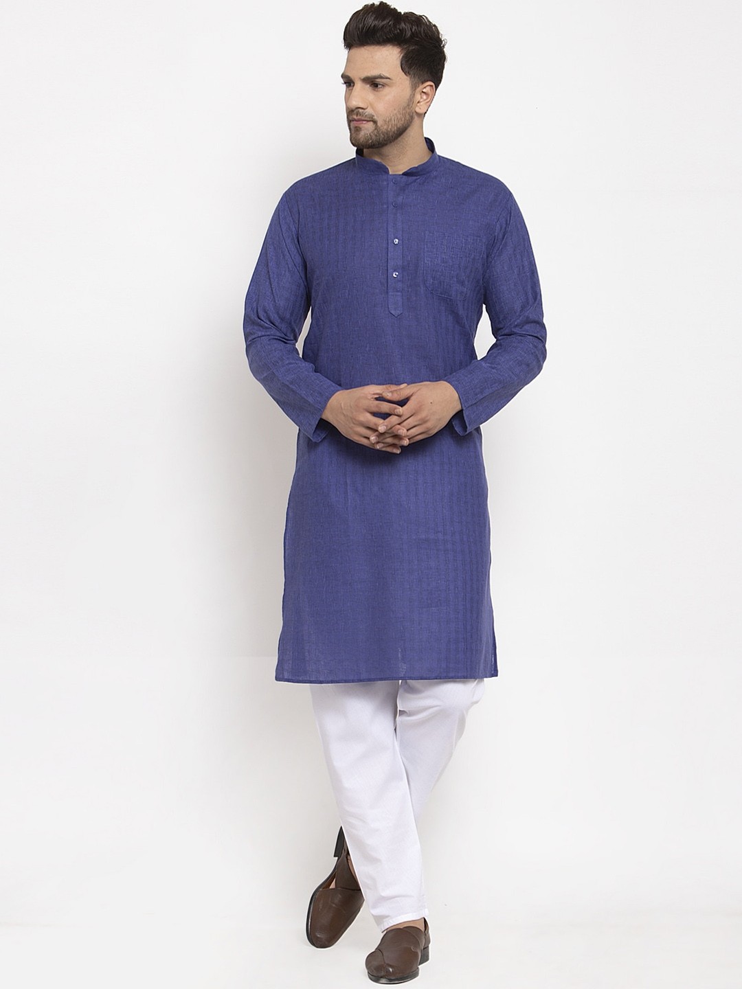 

KRAFT INDIA Men Navy Blue Regular Kurta with Pyjamas