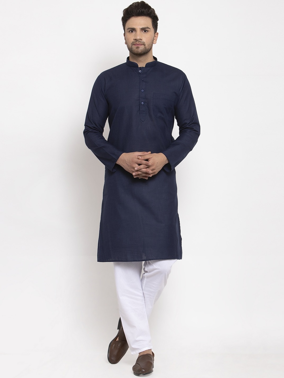 

KRAFT INDIA Men Navy Blue Regular Kurta with Pyjamas