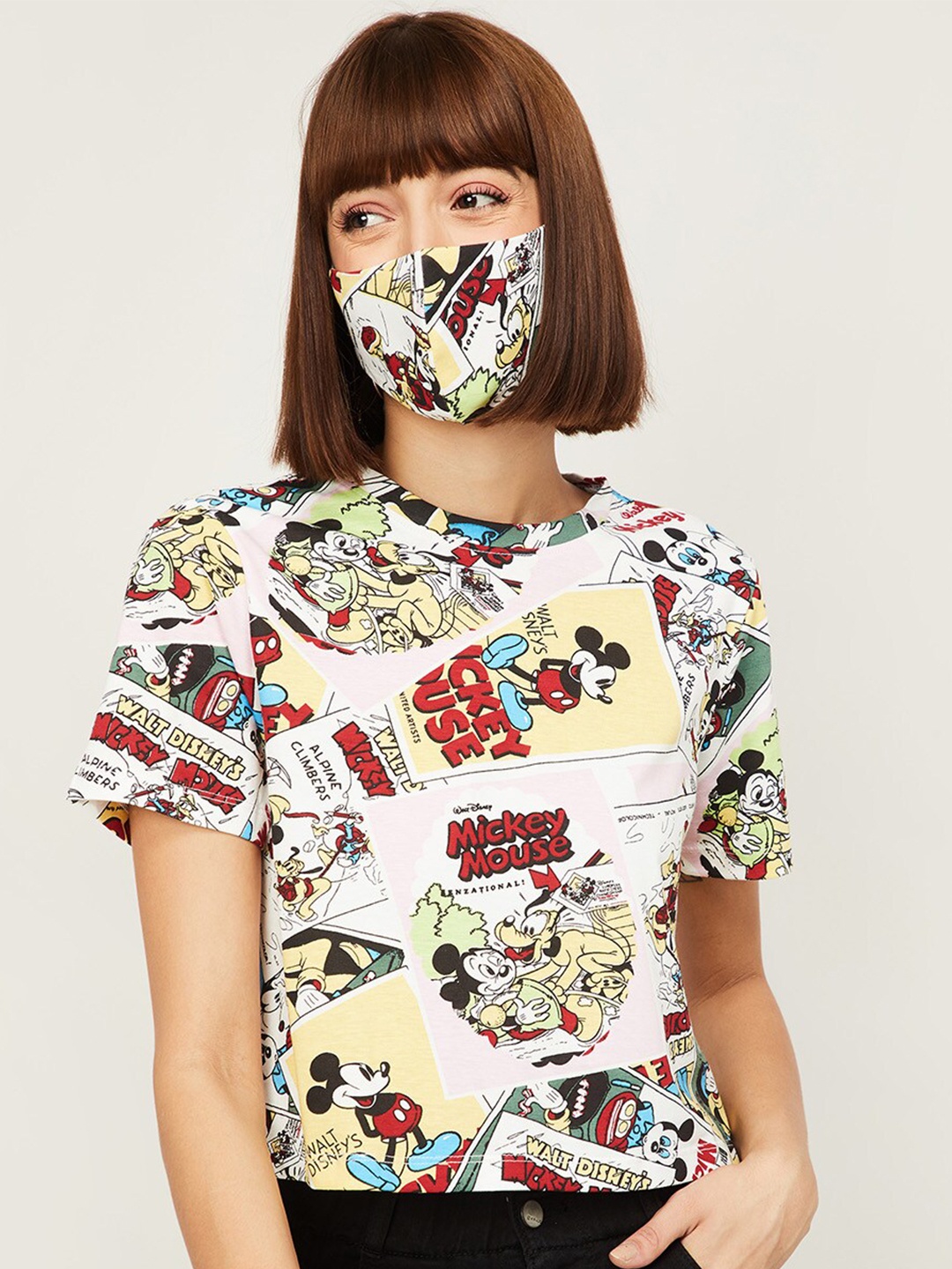 

Ginger by Lifestyle Women Off White Printed Extended Sleeves T-shirt