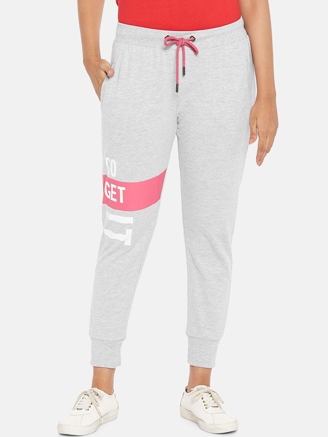 

People Women Grey Solid Pure Cotton Joggers