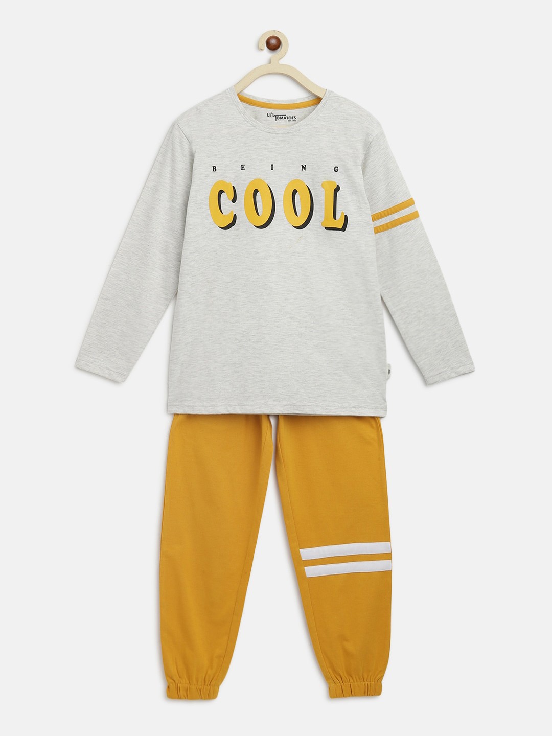 

Lil Tomatoes Boys Grey Typography Night Suit