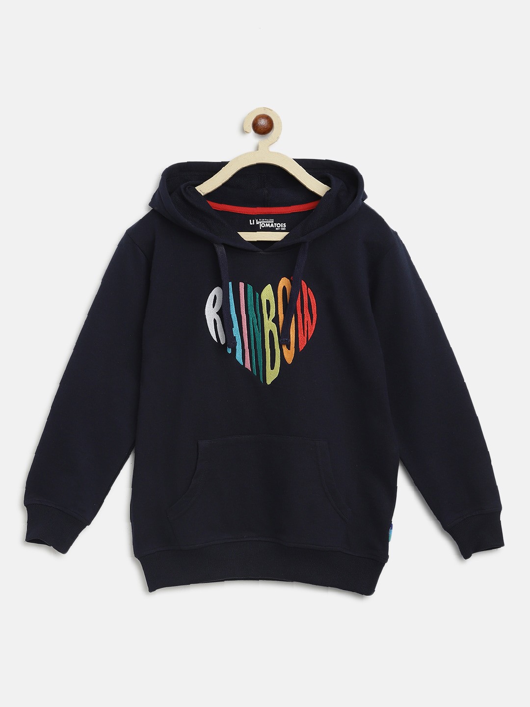 

Lil Tomatoes Girls Navy Blue Embroidered Hooded Sweatshirt