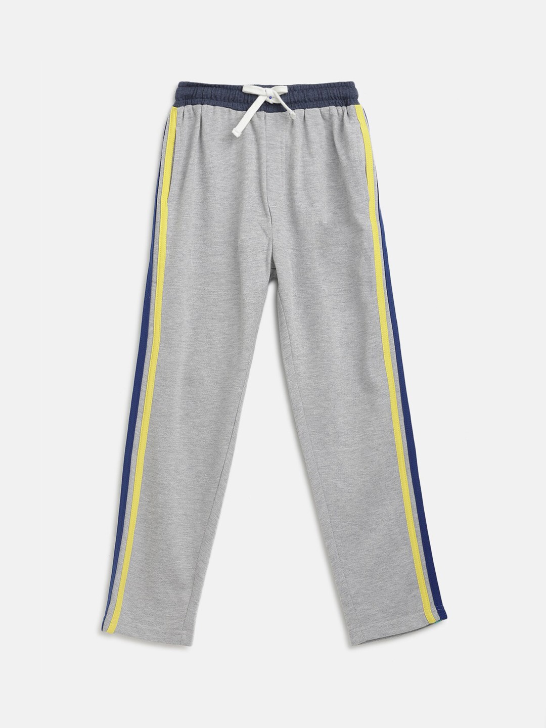

Lil Tomatoes Boys Grey & Yellow Solid Pure Cotton Straight-Fit Track Pants