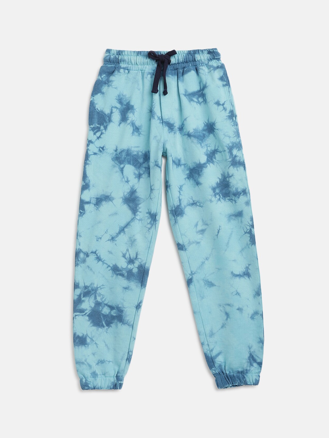 

Lil Tomatoes Boys Blue Tie and Dye Printed Straight-Fit Pure Cotton Joggers