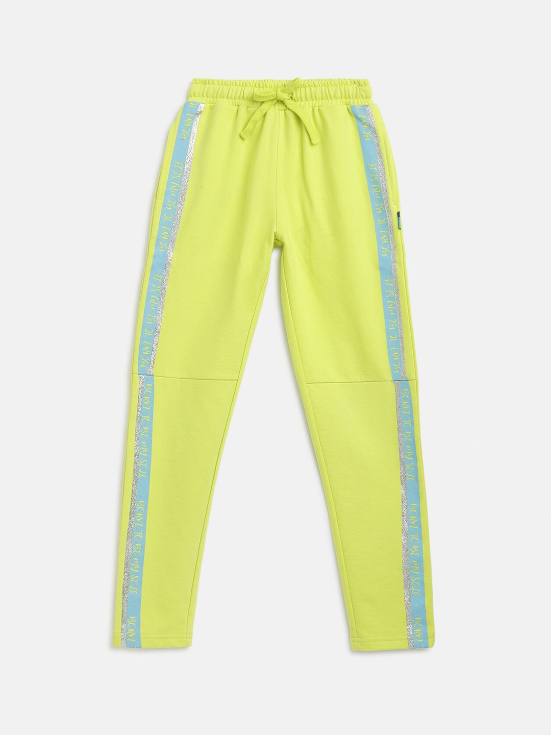 

Lil Tomatoes Girls Lime Green Solid Straight-Fit Pure Cotton Track Pants