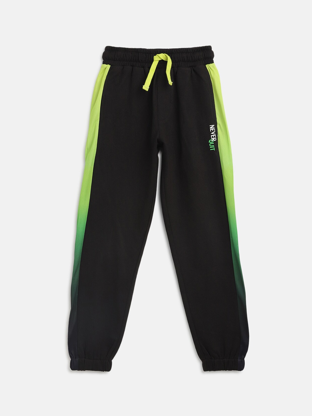 

Lil Tomatoes Boys Black & Lime Green Colourblocked Joggers