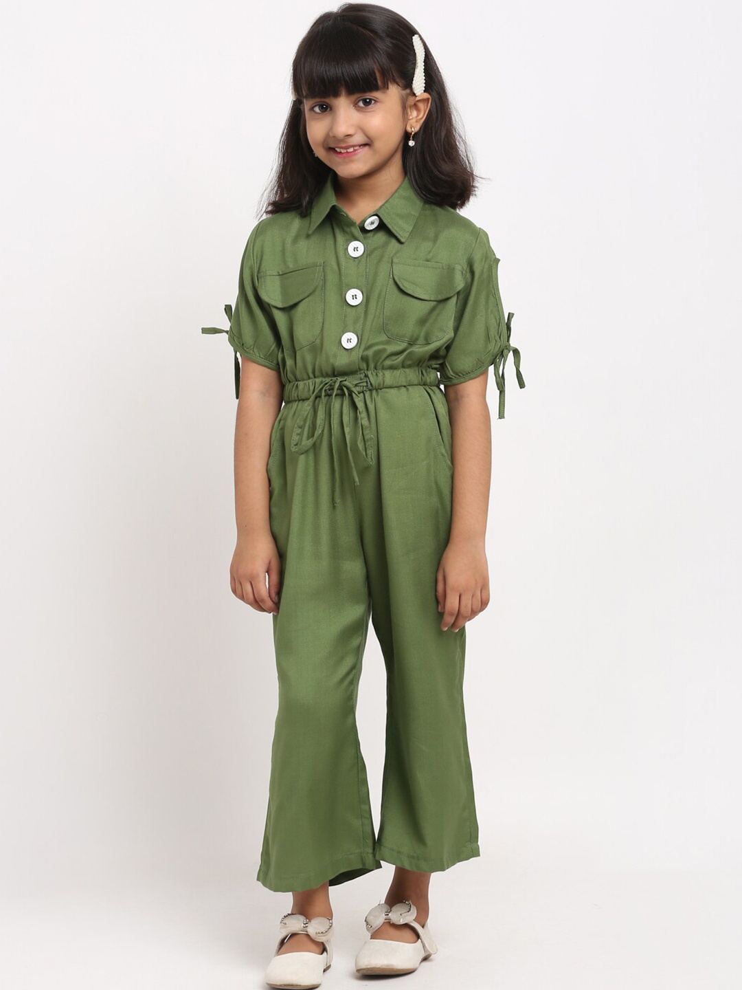 

Superminis Girls Olive Green Culotte Jumpsuit