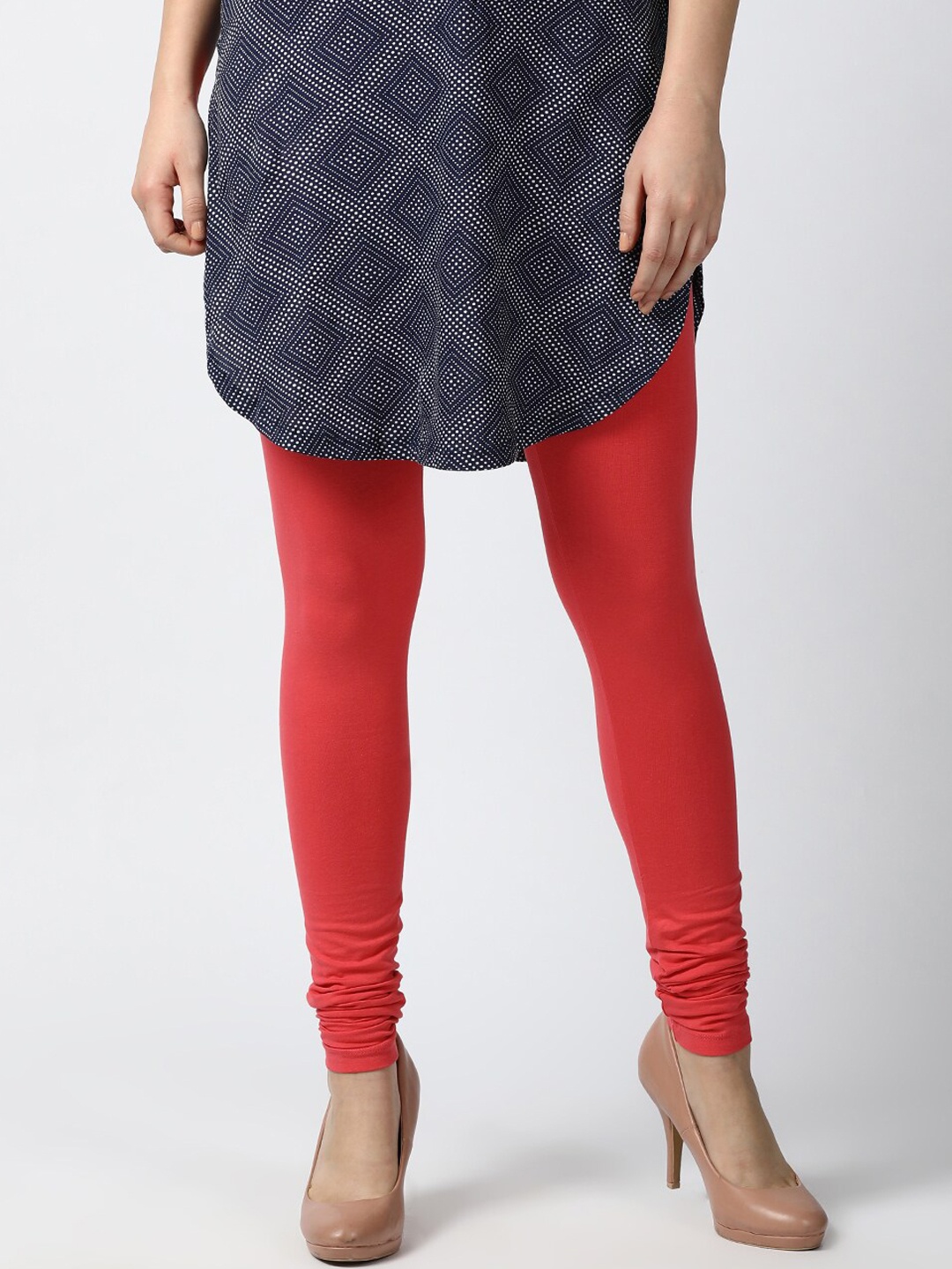 

GOLDSTROMS Women Peach Coloured Solid Churidar Leggings