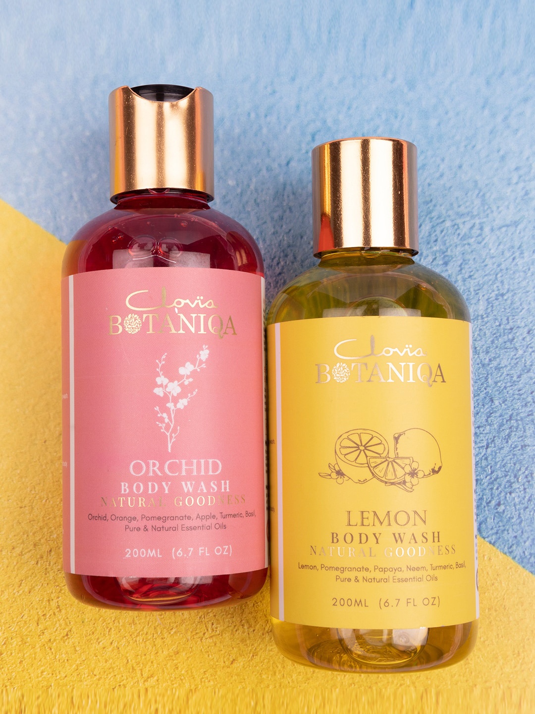 

Clovia BOTANIQA Set of 2 Ayurvedic Refreshing Body Wash - Lemon & Orchid - 200 ml Each, Transparent
