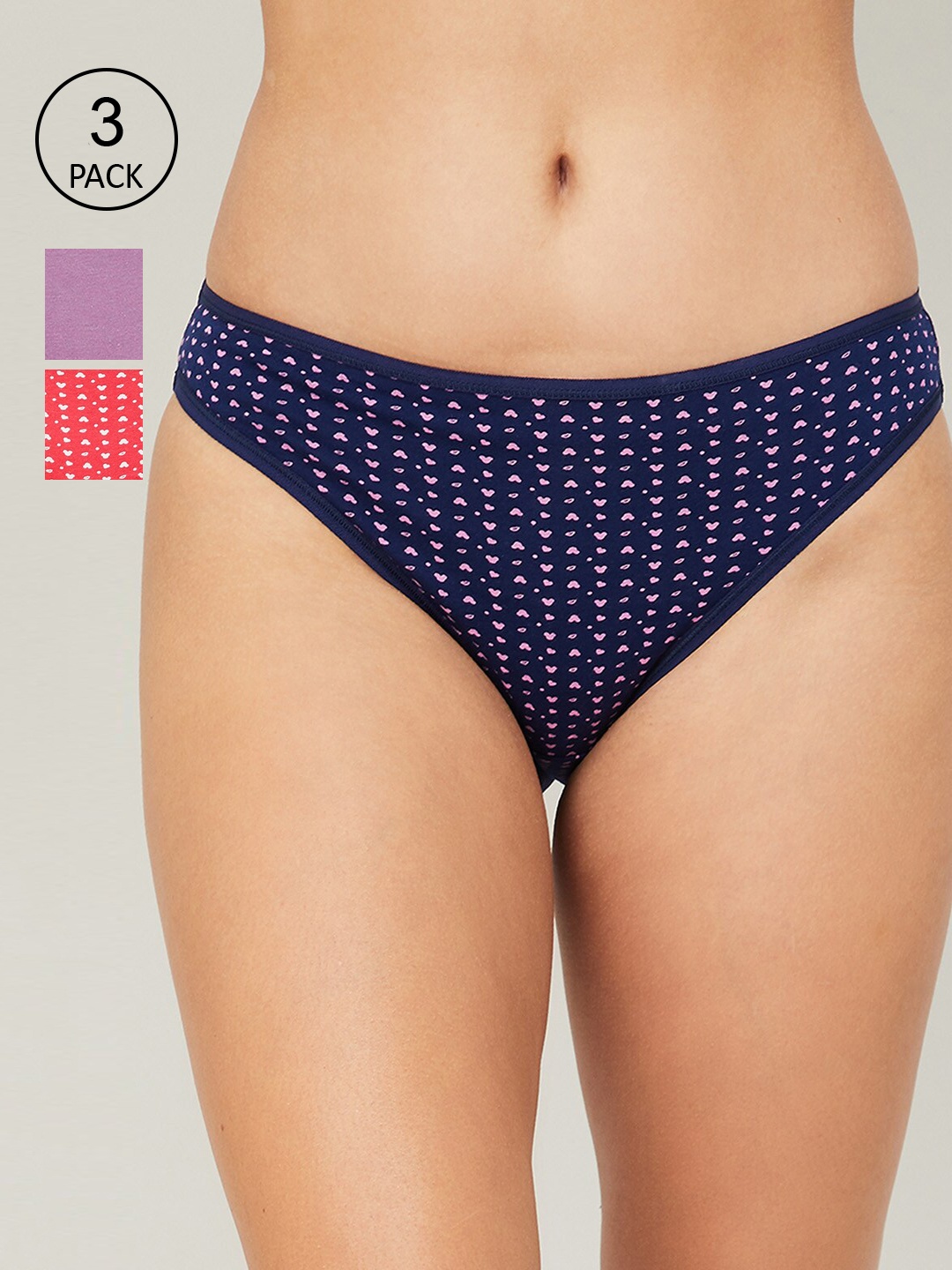 

Ginger by Lifestyle Women Pack Of 3 Assorted Cotton Basic Briefs