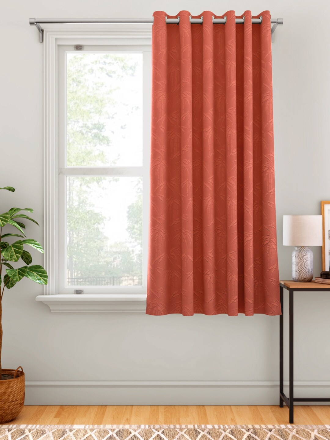 

Aura Rust Red Single Self-Design Window Curtain