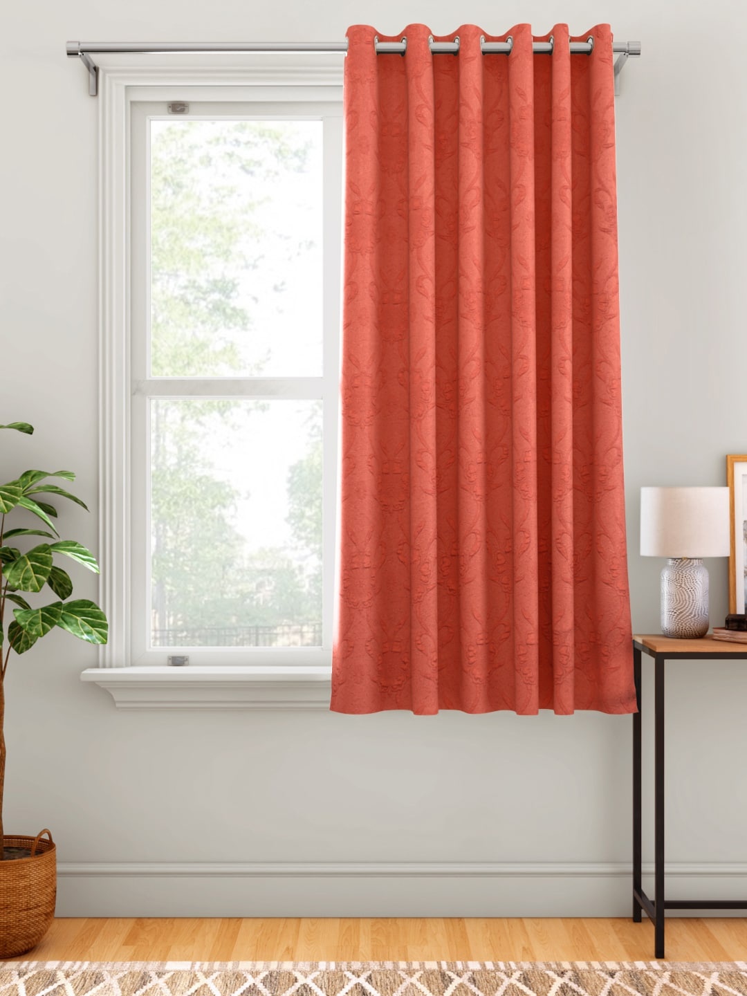 

Aura Rust Red Ethnic Motifs Single Window Curtain