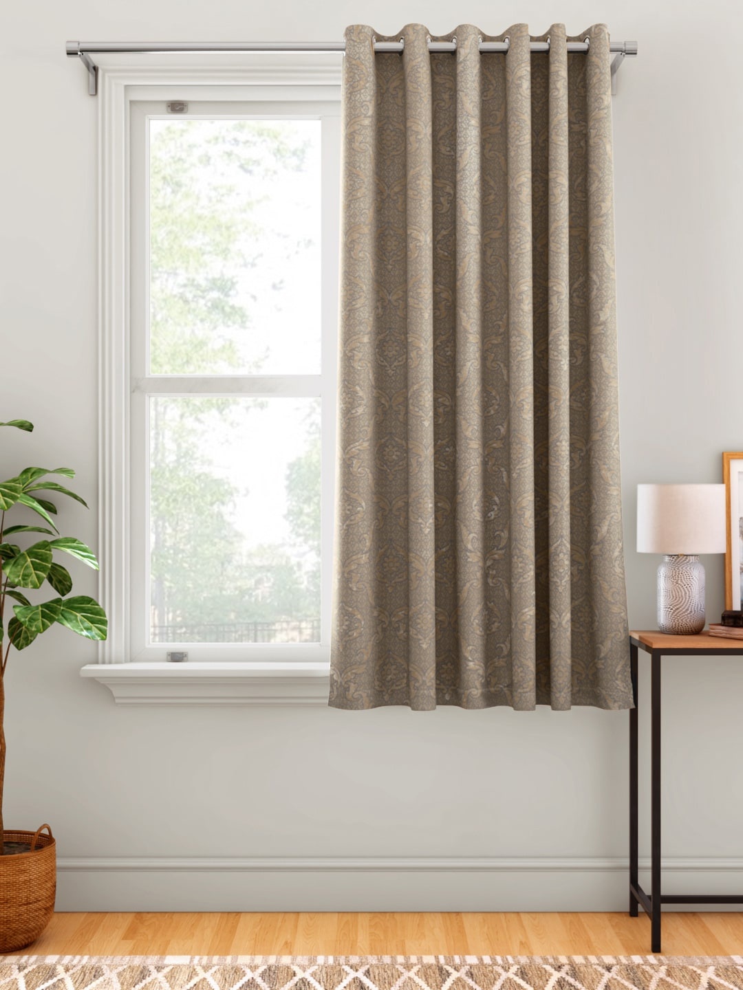 

Aura Taupe & Beige Ethnic Motifs Patterned Window Curtain