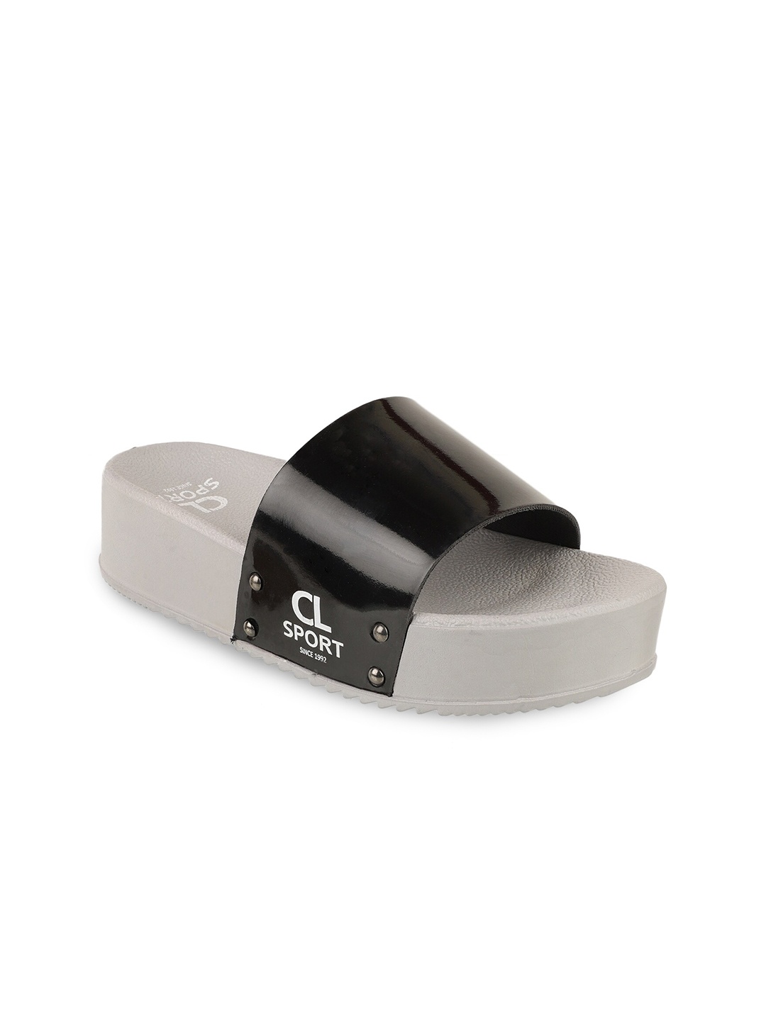 

Carlton London sports Women Black & Grey Rubber Sliders