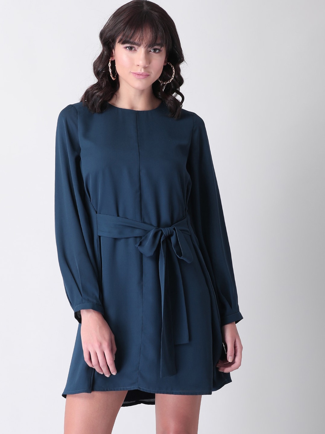 

FabAlley Blue Crepe A-Line Dress