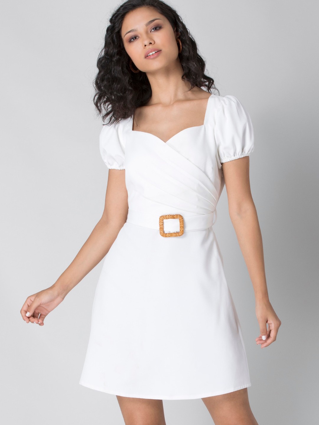 

FabAlley White Belted Wrap Dress
