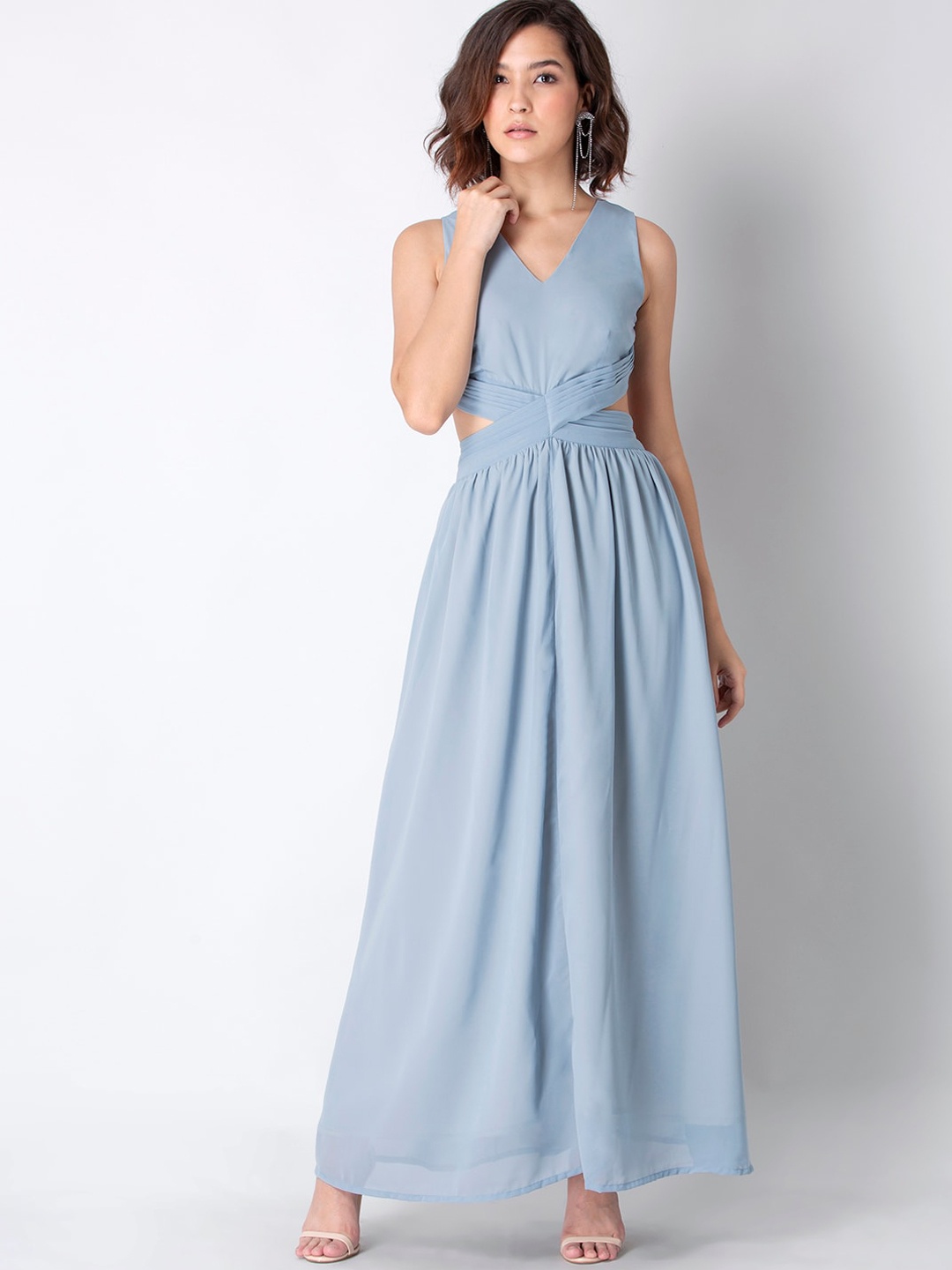 

FabAlley Blue Cut Out Georgette Maxi Dress