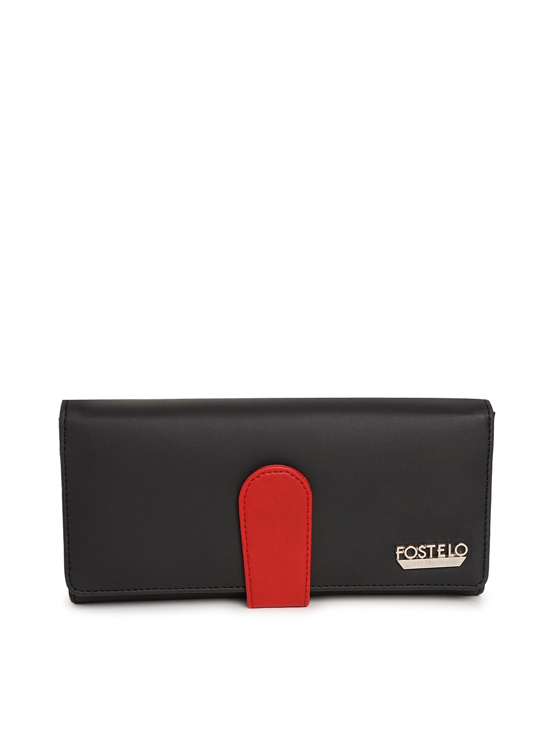 

Fostelo Black & Black Foldover Clutch