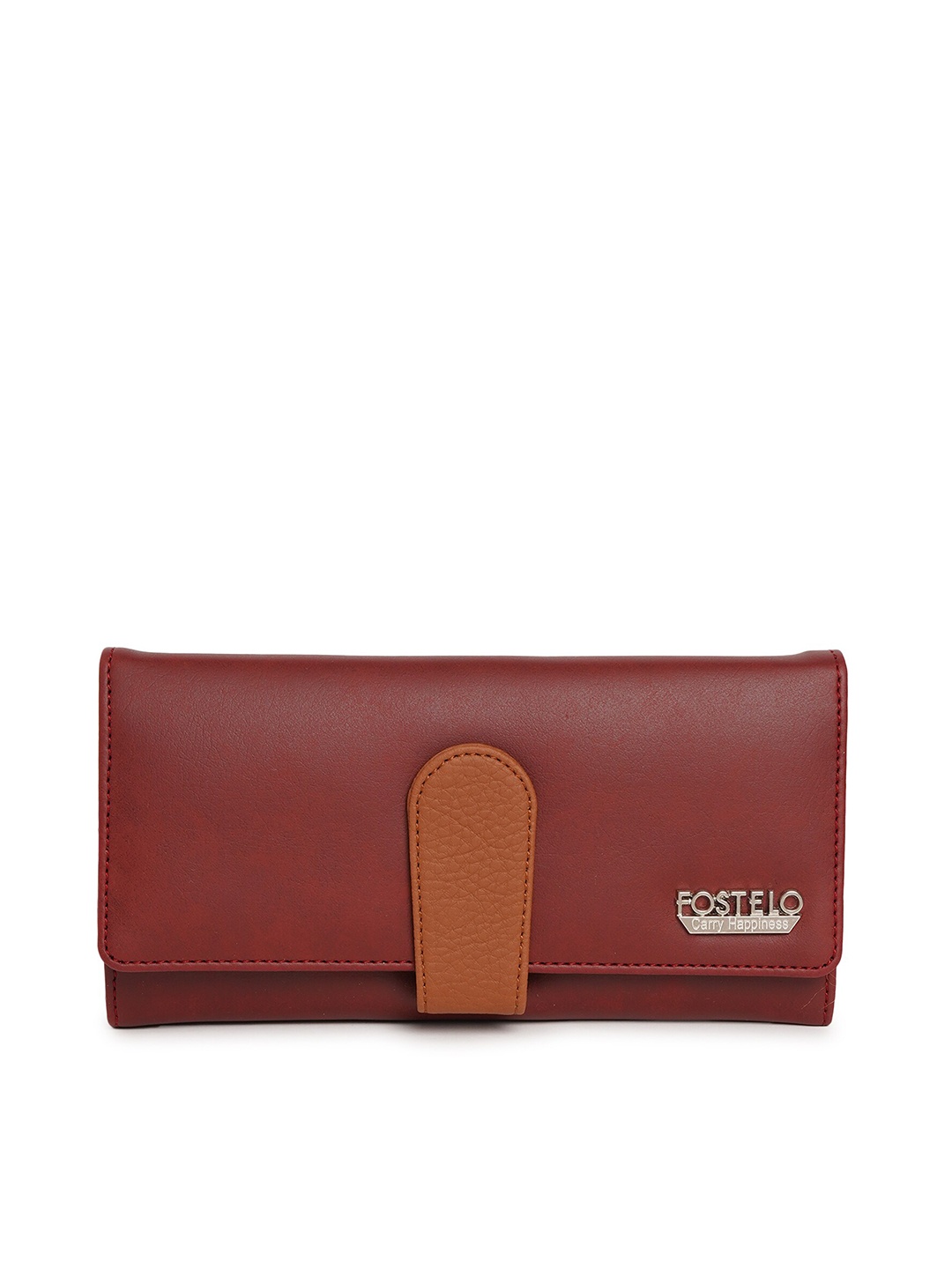 

Fostelo Maroon & Maroon Foldover Clutch