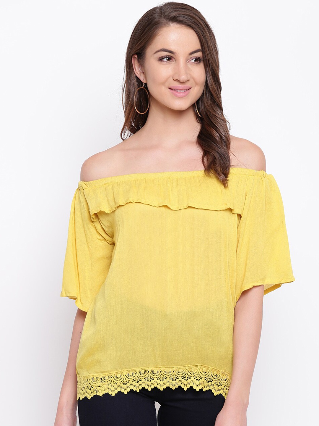 

Mayra Yellow Off-Shoulder Bardot Top