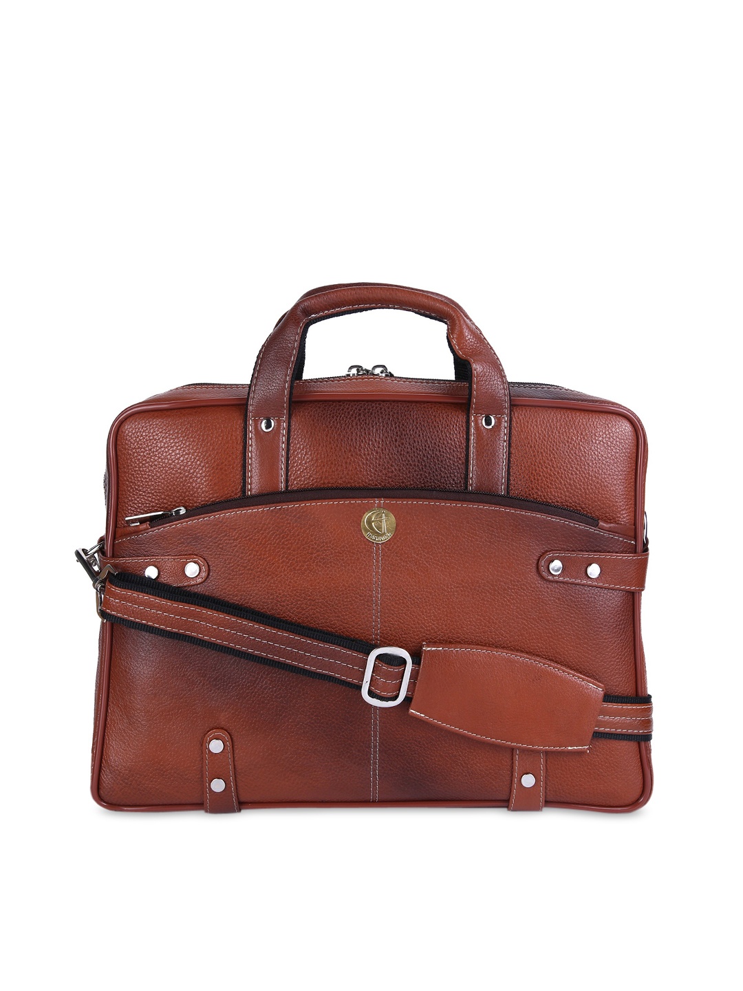 

HiLEDER Unisex Pure Leather 15 Inch Laptop Bag, Tan