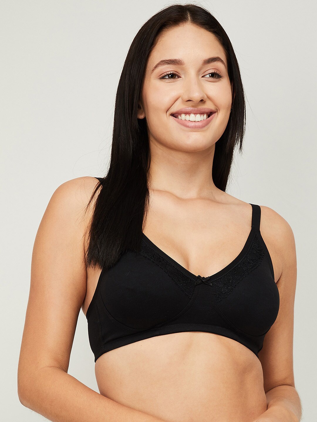 

Ginger by Lifestyle Black Solid Cotton Beginners Bra