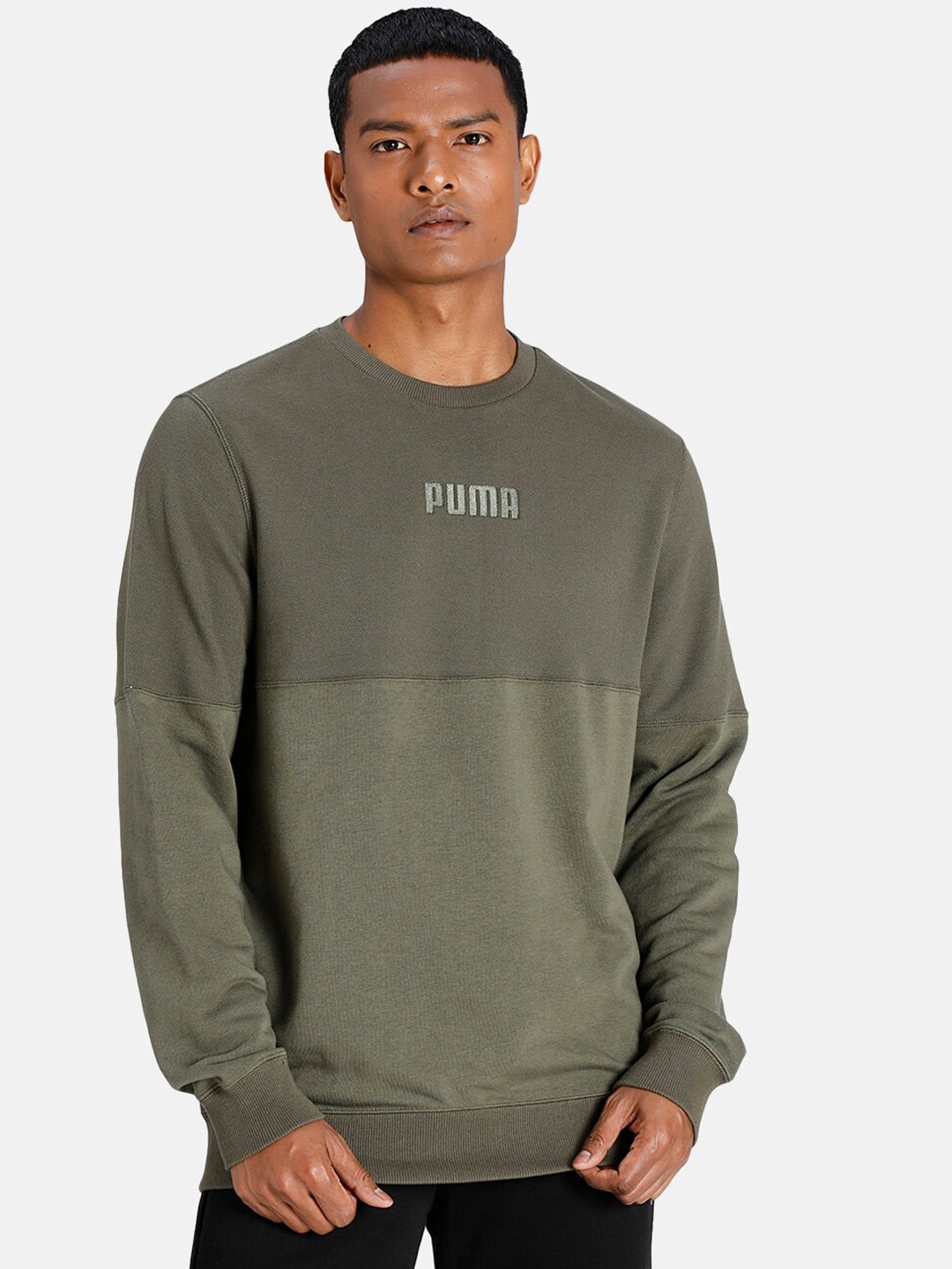 

Puma Men Green Modern Basics Crew Casual Sweatshirt
