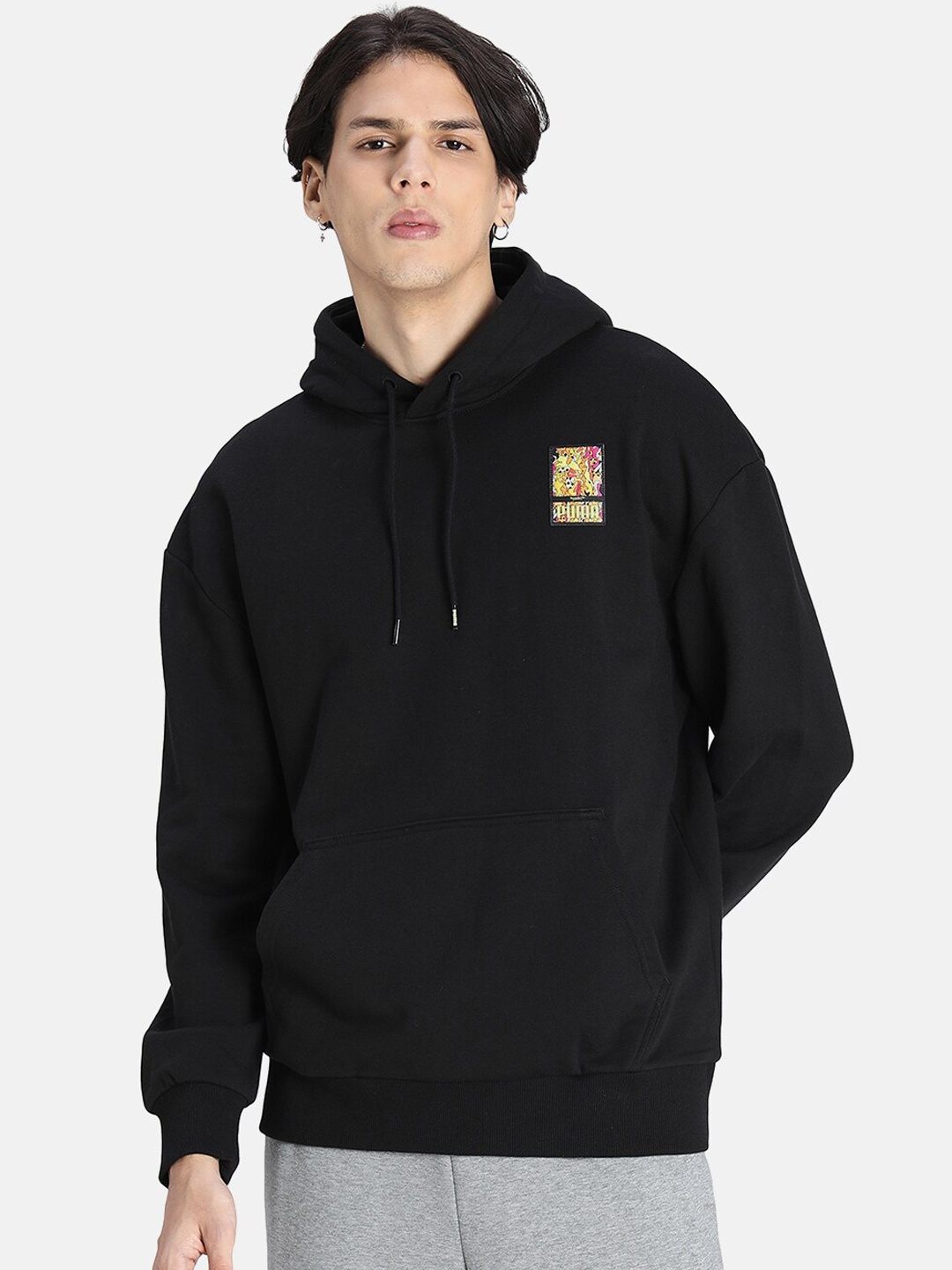 

Puma x BRITTO Unisex Black Printed Knitted Loose Hoodie Sweatshirt