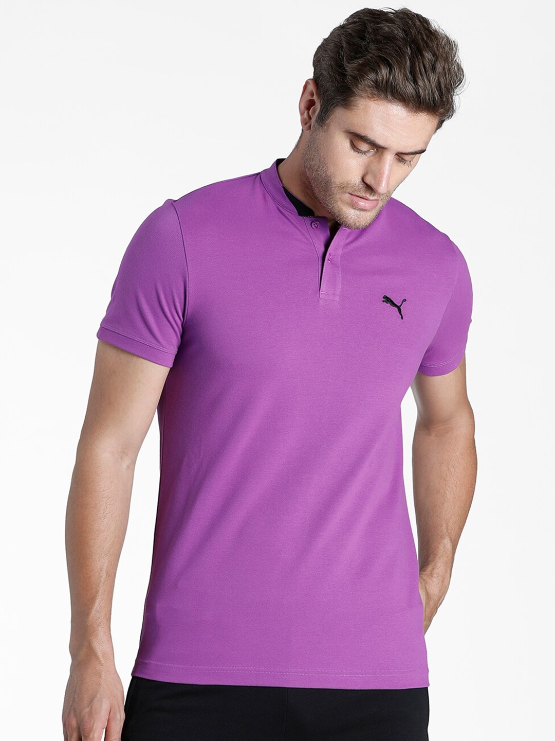 

Puma Men Purple Solid Heather Polo T-Shirt